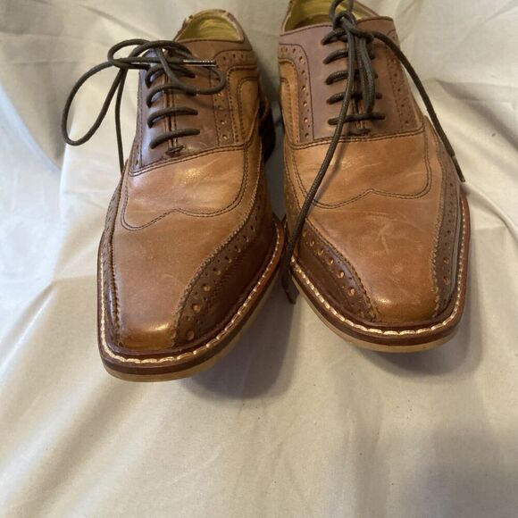 Giorgio Brutini Oxford Shoes Mens Size  8 Brown Leather Lace Up Square Toe - Picture 6 of 8